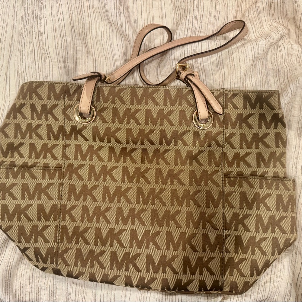 Michael Kors Tan and Brown Logo Tote